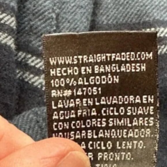 Straight Faded Men's XL Flannel Blue Striped 100% Cotton NWT - Picture 4 of 4